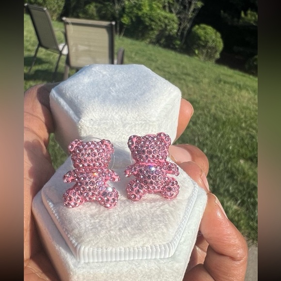 Swarovski Pink Bear Earrings - Picture 2 of 9